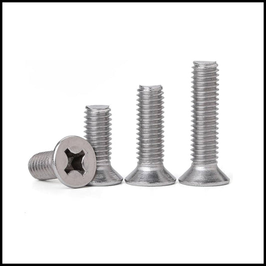 Rpi shop - M5 Phillips Drive Countersunk (CSK) Head Screws, Fully Thread, Nickel Finish, Machine Thread