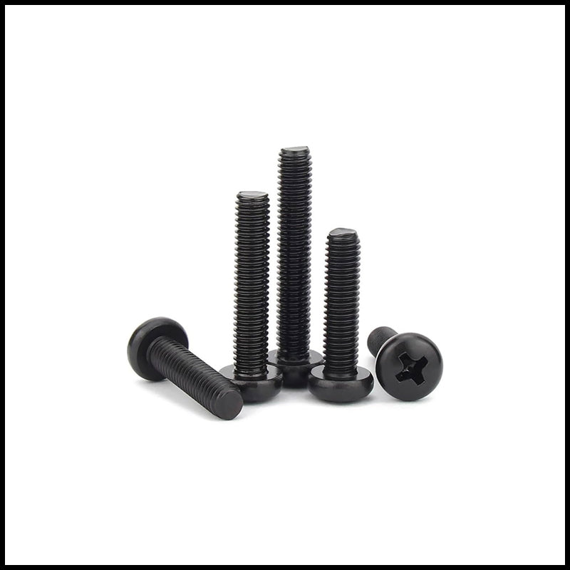 Rpi shop - M4 Phillip Drive Pan Head Screws, Fully Thread, Black Oxide Finish, Machine Thread