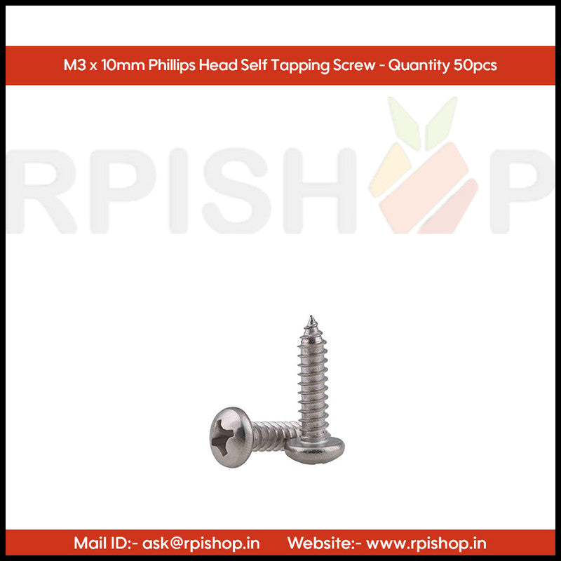 Rpi shop - M3x10 Phillips Head Self Tapping Screw