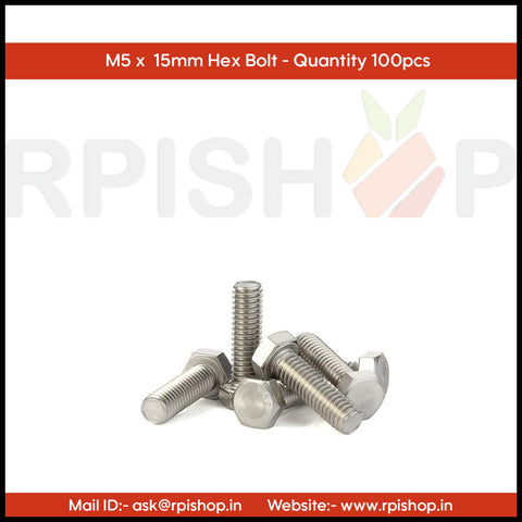 Rpi shop - M5 Hex Head Screws, Hex Head Bolt, Nickel-Coated, Machine Thread