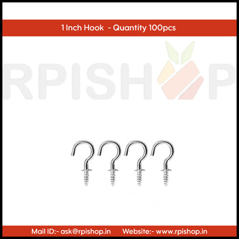 Rpi shop - Nickel Finish Steel Cup Hook Holder, Open Sheep Eye Ring Hook