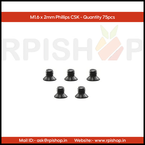 Rpi shop - Phillips Drive Countersunk (CSK) Head Screws, Micro Screws, Fully Thread, Black Oxide Finish, Machine Thread