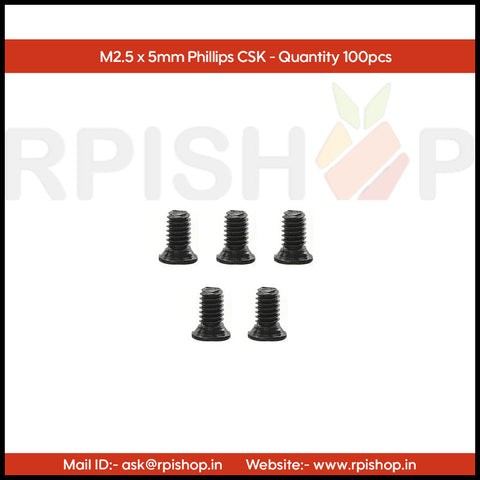 Rpi shop - Phillips Drive Countersunk (CSK) Head Screws, Micro Screws, Fully Thread, Black Oxide Finish, Machine Thread