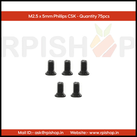 Rpi shop - Phillips Drive Countersunk (CSK) Head Screws, Micro Screws, Fully Thread, Black Oxide Finish, Machine Thread