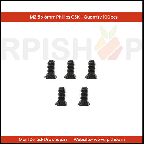 Rpi shop - Phillips Drive Countersunk (CSK) Head Screws, Micro Screws, Fully Thread, Black Oxide Finish, Machine Thread