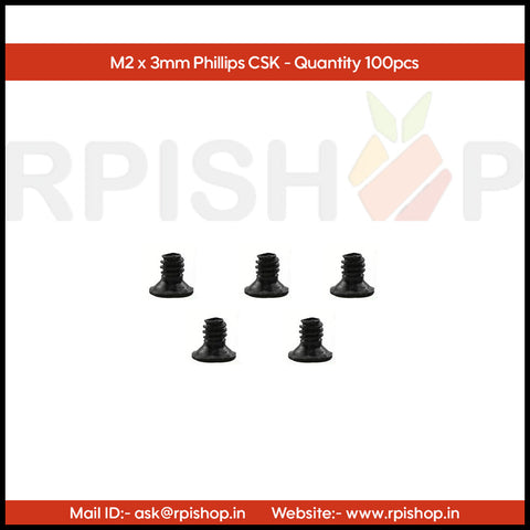 Rpi shop - Phillips Drive Countersunk (CSK) Head Screws, Micro Screws, Fully Thread, Black Oxide Finish, Machine Thread