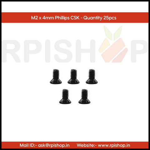 Rpi shop - Phillips Drive Countersunk (CSK) Head Screws, Micro Screws, Fully Thread, Black Oxide Finish, Machine Thread