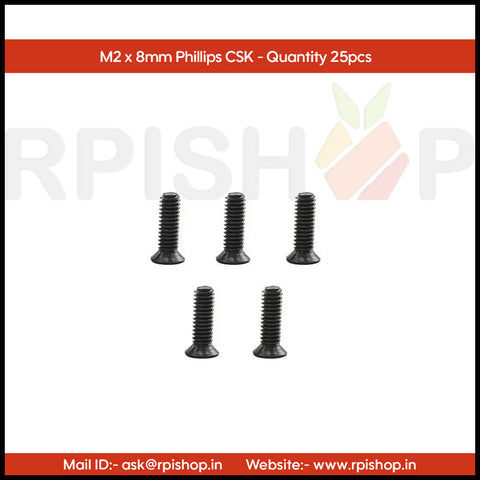 Rpi shop - Phillips Drive Countersunk (CSK) Head Screws, Micro Screws, Fully Thread, Black Oxide Finish, Machine Thread