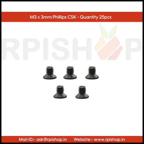 Rpi shop - Phillips Drive Countersunk (CSK) Head Screws, Micro Screws, Fully Thread, Black Oxide Finish, Machine Thread