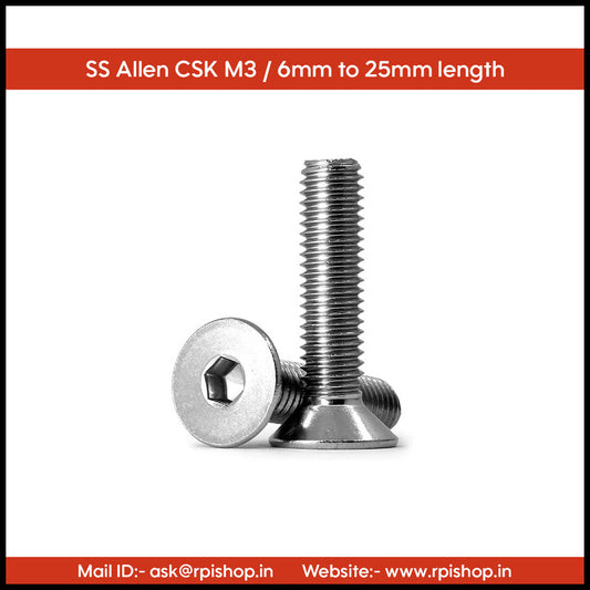 Rpi shop - M3 Stainless Steel Socket Head Countersunk (CSK) Screws