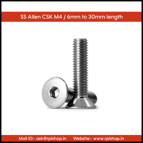 Rpi shop - M4 Stainless Steel Socket Head Countersunk (CSK) Screws