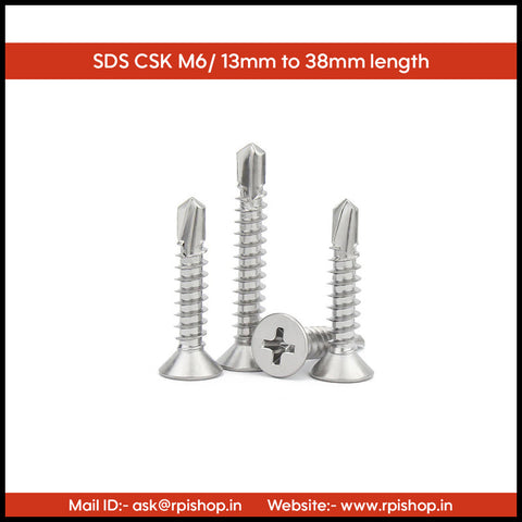 Rpi shop - 6 (3.5mm) Zinc Coated Self Drilling Screw, CSK Head