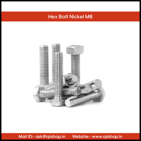 Rpi shop - M8 Hex Head Screws, Hex Head Bolt, Nickel-Coated, Machine Thread