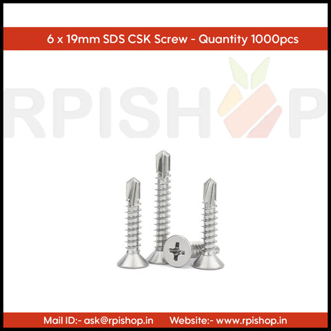 Rpi shop - 6 (3.5mm) Zinc Coated Self Drilling Screw, CSK Head