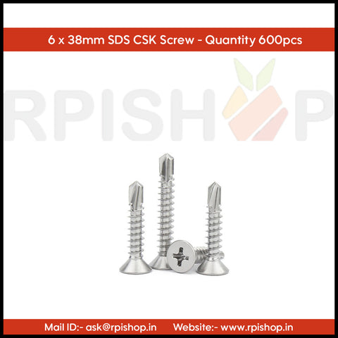 Rpi shop - 6 (3.5mm) Zinc Coated Self Drilling Screw, CSK Head