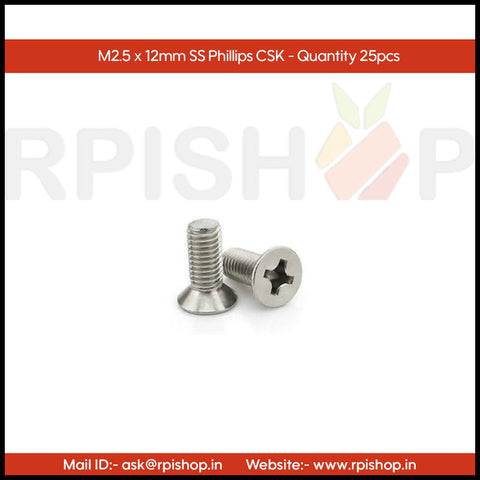 Rpi shop - SS 304 Phillips Drive Countersunk (CSK) Head Screws, Micro Screws, Stainless Steel, Fully Thread, Machine Thread