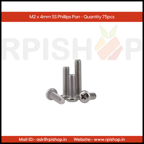 Rpi shop - SS 304 Phillips Drive Pan Head Screws, Micro Screws, Stainless Steel, Fully Thread, Machine Thread