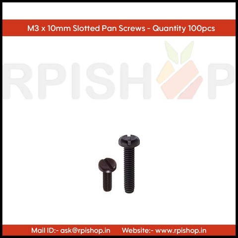 Rpi shop - M3 Slotted Drive Pan Head Screws, Slotted Drive, Fully Thread, Black Oxide Finish, Machine Thread