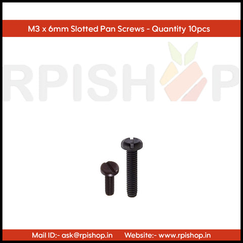 Rpi shop - M3 Slotted Drive Pan Head Screws, Slotted Drive, Fully Thread, Black Oxide Finish, Machine Thread