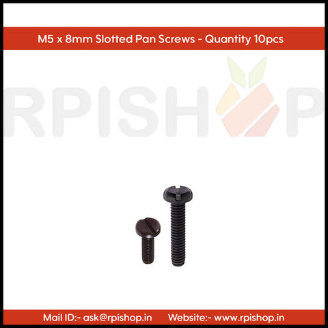 Rpi shop - M5 Slotted Drive Pan Head Screws, Slotted Drive, Fully Thread, Black Oxide Finish, Machine Thread