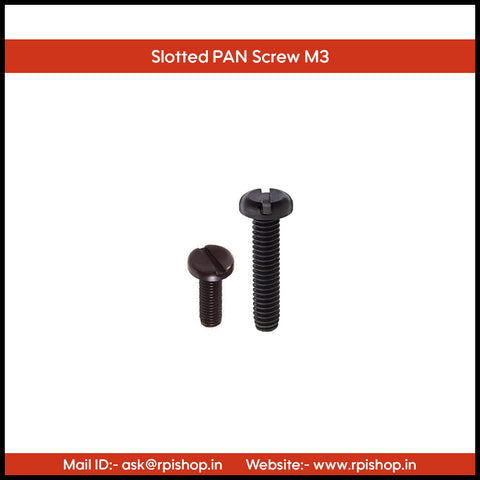 Rpi shop - M3 Slotted Drive Pan Head Screws, Slotted Drive, Fully Thread, Black Oxide Finish, Machine Thread